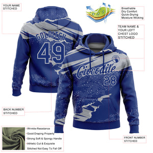 Custom Stitched Royal Gray 3D Pattern Design Torn Paper Style Sports Pullover Sweatshirt Hoodie