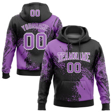 Загрузить изображение в средство просмотра галереи, Custom Stitched Black Medium Purple-White 3D Pattern Design Abstract Brush Stroke Sports Pullover Sweatshirt Hoodie
