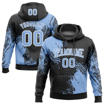 Custom Stitched Black Light Blue-White 3D Pattern Design Abstract Brush Stroke Sports Pullover Sweatshirt Hoodie