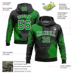 Custom Stitched Black Grass Green-White 3D Pattern Design Abstract Brush Stroke Sports Pullover Sweatshirt Hoodie