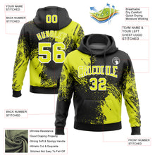 Charger l&#39;image dans la galerie, Custom Stitched Black Neon Yellow-White 3D Pattern Design Abstract Brush Stroke Sports Pullover Sweatshirt Hoodie
