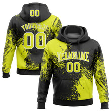 Charger l&#39;image dans la galerie, Custom Stitched Black Neon Yellow-White 3D Pattern Design Abstract Brush Stroke Sports Pullover Sweatshirt Hoodie
