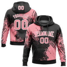 Charger l&#39;image dans la galerie, Custom Stitched Black Medium Pink-White 3D Pattern Design Abstract Brush Stroke Sports Pullover Sweatshirt Hoodie
