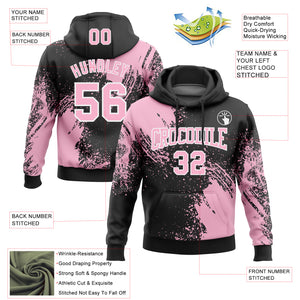 Custom Stitched Black Light Pink-White 3D Pattern Design Abstract Brush Stroke Sports Pullover Sweatshirt Hoodie