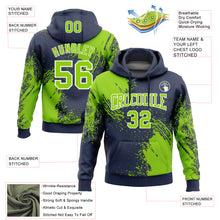 Charger l&#39;image dans la galerie, Custom Stitched Navy Neon Green-White 3D Pattern Design Abstract Brush Stroke Sports Pullover Sweatshirt Hoodie
