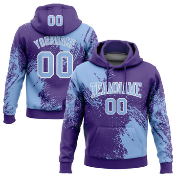 Custom Stitched Purple Light Blue-White 3D Pattern Design Abstract Brush Stroke Sports Pullover Sweatshirt Hoodie