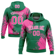 Charger l&#39;image dans la galerie, Custom Stitched Kelly Green Pink-White 3D Pattern Design Abstract Brush Stroke Sports Pullover Sweatshirt Hoodie
