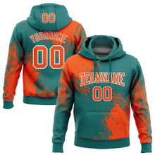 Charger l&#39;image dans la galerie, Custom Stitched Teal Orange-White 3D Pattern Design Abstract Brush Stroke Sports Pullover Sweatshirt Hoodie
