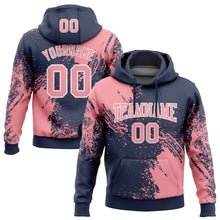 Charger l&#39;image dans la galerie, Custom Stitched Navy Medium Pink-White 3D Pattern Design Abstract Brush Stroke Sports Pullover Sweatshirt Hoodie
