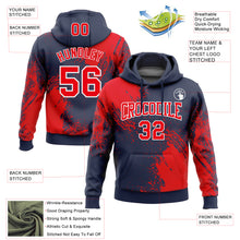 Charger l&#39;image dans la galerie, Custom Stitched Navy Fire Red-White 3D Pattern Design Abstract Brush Stroke Sports Pullover Sweatshirt Hoodie
