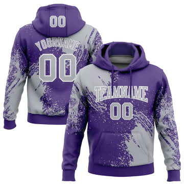 Custom Stitched Purple Gray-White 3D Pattern Design Abstract Brush Stroke Sports Pullover Sweatshirt Hoodie