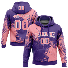 Charger l&#39;image dans la galerie, Custom Stitched Purple Medium Pink-White 3D Pattern Design Abstract Brush Stroke Sports Pullover Sweatshirt Hoodie
