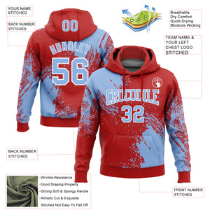 Custom Stitched Red Light Blue-White 3D Pattern Design Abstract Brush Stroke Sports Pullover Sweatshirt Hoodie