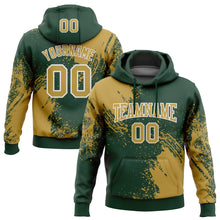 Charger l&#39;image dans la galerie, Custom Stitched Green Old Gold-White 3D Pattern Design Abstract Brush Stroke Sports Pullover Sweatshirt Hoodie
