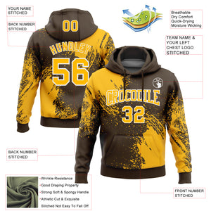 Custom Stitched Brown Gold-White 3D Pattern Design Abstract Brush Stroke Sports Pullover Sweatshirt Hoodie