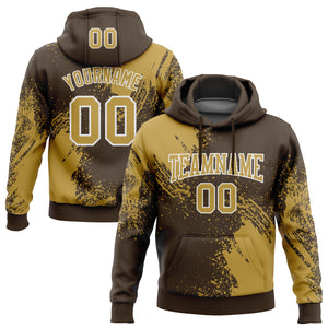 Custom Stitched Brown Old Gold-White 3D Pattern Design Abstract Brush Stroke Sports Pullover Sweatshirt Hoodie