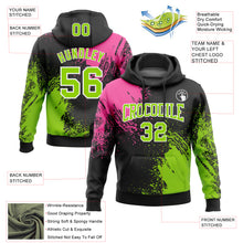 Charger l&#39;image dans la galerie, Custom Stitched Black Neon Green-Pink 3D Pattern Design Abstract Brush Stroke Sports Pullover Sweatshirt Hoodie
