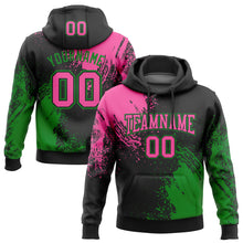 Загрузить изображение в средство просмотра галереи, Custom Stitched Black Pink-Grass Green 3D Pattern Design Abstract Brush Stroke Sports Pullover Sweatshirt Hoodie
