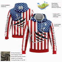 Load image into Gallery viewer, Custom Stitched Red US Navy Blue-Black 3D American Flag And Fish Hook Fishing Sports Pullover Sweatshirt Hoodie
