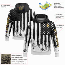 Charger l&#39;image dans la galerie, Custom Stitched Black Old Gold-White 3D American Flag And Fish Hook Fishing Bait Sports Pullover Sweatshirt Hoodie
