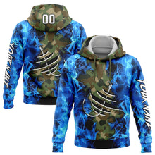 Загрузить изображение в средство просмотра галереи, Custom Stitched Camo White-Black 3D Flame And Fish Hook Fishing Sports Pullover Sweatshirt Salute To Service Hoodie
