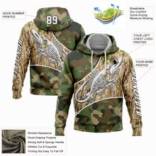 Charger l&#39;image dans la galerie, Custom Stitched Camo White-Black 3D Fish Hook Skull Fishing Sports Pullover Sweatshirt Salute To Service Hoodie
