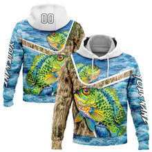 Загрузить изображение в средство просмотра галереи, Custom Stitched Lakes Blue White Black 3D Sea Waves And Bluegill Fish Fishing Sports Pullover Sweatshirt Hoodie
