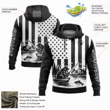 Charger l&#39;image dans la galerie, Custom Stitched Black White 3D American Flag And Fish Fishing Sports Pullover Sweatshirt Hoodie
