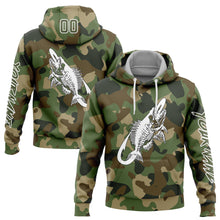 Загрузить изображение в средство просмотра галереи, Custom Stitched Camo Olive-White 3D Fish Hook Skull Fishing Sports Pullover Sweatshirt Salute To Service Hoodie
