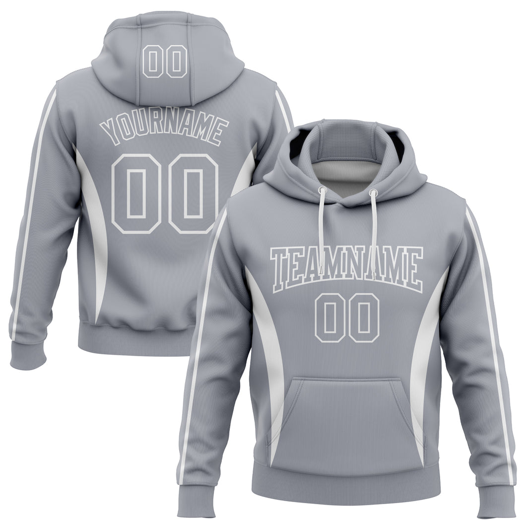 Custom Stitched Gray White 3D Pattern Design Color Blocking Stripe Sports Pullover Sweatshirt Hoodie