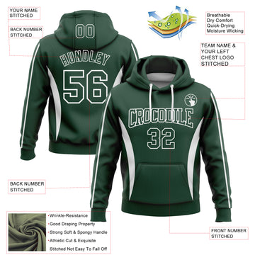 Custom Stitched Green White 3D Pattern Design Color Blocking Stripe Sports Pullover Sweatshirt Hoodie