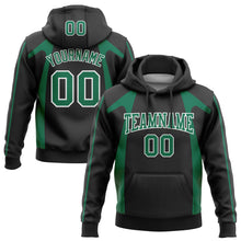 Charger l&#39;image dans la galerie, Custom Stitched Black Kelly Green-White 3D Pattern Design Segmentation Patchwork Stripe Sports Pullover Sweatshirt Hoodie
