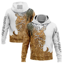 Charger l&#39;image dans la galerie, Custom Stitched White Black-Old Gold 3D Deer Hunting Sports Pullover Sweatshirt Hoodie
