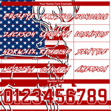 Загрузить изображение в средство просмотра галереи, Custom Stitched White Red-US Navy Blue 3D American Flag And Deer Hunting Sports Pullover Sweatshirt Hoodie
