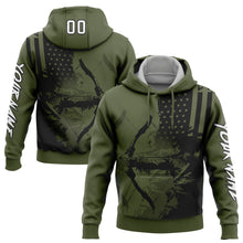 Загрузить изображение в средство просмотра галереи, Custom Stitched Olive White-Black 3D American Flag And Bow Hunter Hunting Sports Pullover Sweatshirt Hoodie
