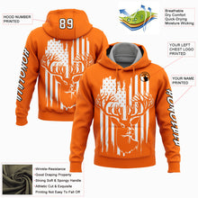 Charger l&#39;image dans la galerie, Custom Stitched Bay Orange White-Black 3D American Flag And Deer Hunting Sports Pullover Sweatshirt Hoodie
