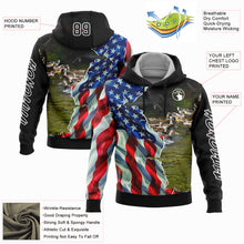 Charger l&#39;image dans la galerie, Custom Stitched Black White 3D American Flag And Duck Hunting Sports Pullover Sweatshirt Hoodie
