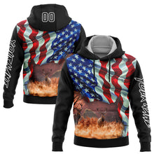 Загрузить изображение в средство просмотра галереи, Custom Stitched Black White 3D American Flag And Deer Hunting Sports Pullover Sweatshirt Hoodie
