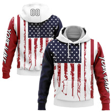 Загрузить изображение в средство просмотра галереи, Custom Stitched Navy Red-Black 3D American Flag And Hunting Tools Sports Pullover Sweatshirt Hoodie
