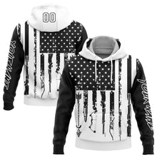 Charger l&#39;image dans la galerie, Custom Stitched Black White 3D American Flag And Hunting Tools Sports Pullover Sweatshirt Hoodie
