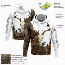 Charger l&#39;image dans la galerie, Custom Stitched White Black-Camo 3D Deer Skull Hunting Sports Pullover Sweatshirt Hoodie
