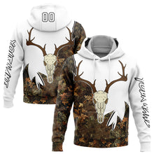 Charger l&#39;image dans la galerie, Custom Stitched White Black-Camo 3D Deer Skull Hunting Sports Pullover Sweatshirt Hoodie
