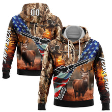 Charger l&#39;image dans la galerie, Custom Stitched Camo White-Black 3D American Flag And Hunting Tools Deer Hunting Sports Pullover Sweatshirt Hoodie
