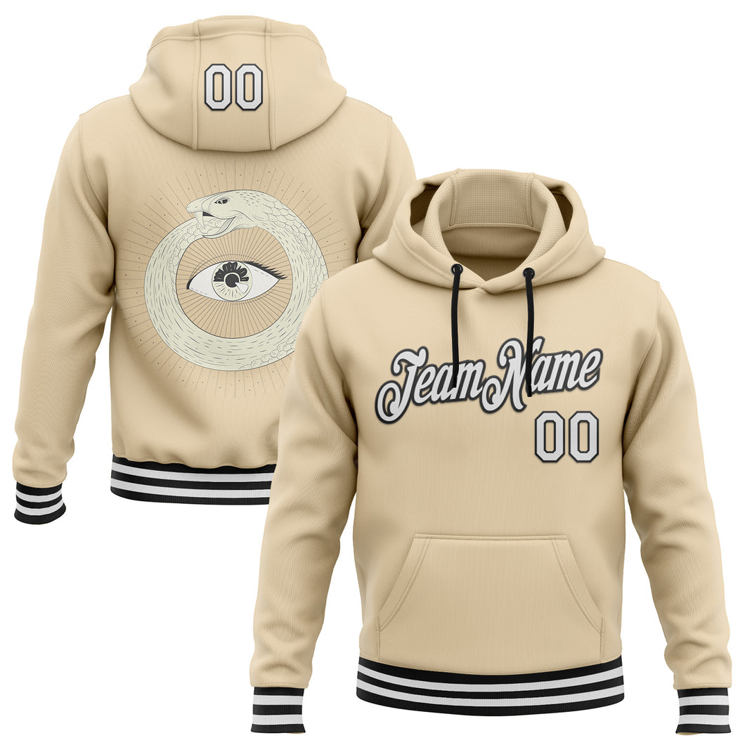 Custom Stitched City Cream White-Black 3D Pattern Design Evil Eyes Sports Pullover Sweatshirt Hoodie