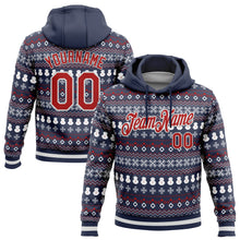 Laden Sie das Bild in den Galerie-Viewer, Custom Stitched Navy Red-White 3D Christmas Sports Pullover Sweatshirt Hoodie
