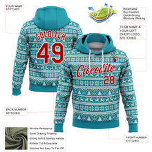 Laden Sie das Bild in den Galerie-Viewer, Custom Stitched Midnight Green Red-White 3D Christmas Sports Pullover Sweatshirt Hoodie
