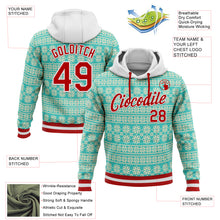 Laden Sie das Bild in den Galerie-Viewer, Custom Stitched Aqua Red-White 3D Christmas Sports Pullover Sweatshirt Hoodie
