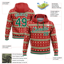 Laden Sie das Bild in den Galerie-Viewer, Custom Stitched Red Kelly Green-White 3D Christmas Sports Pullover Sweatshirt Hoodie
