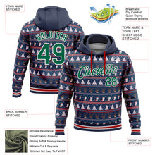 Load image into Gallery viewer, Custom Stitched Navy Kelly Green-White 3D Christmas Sports Pullover Sweatshirt Hoodie
