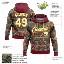 Laden Sie das Bild in den Galerie-Viewer, Custom Stitched Crimson Cream-Gold 3D Christmas Sports Pullover Sweatshirt Hoodie
